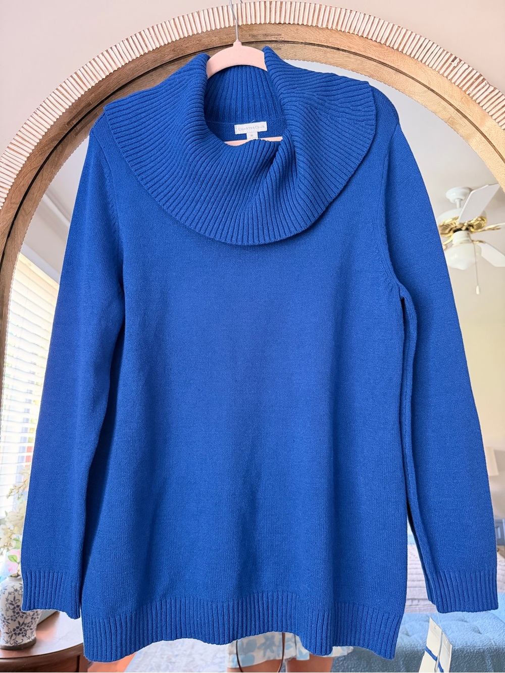 Charter Club XL Wool Blend Cowl Neck Sweater Cobalt Blue NWT Business Casual